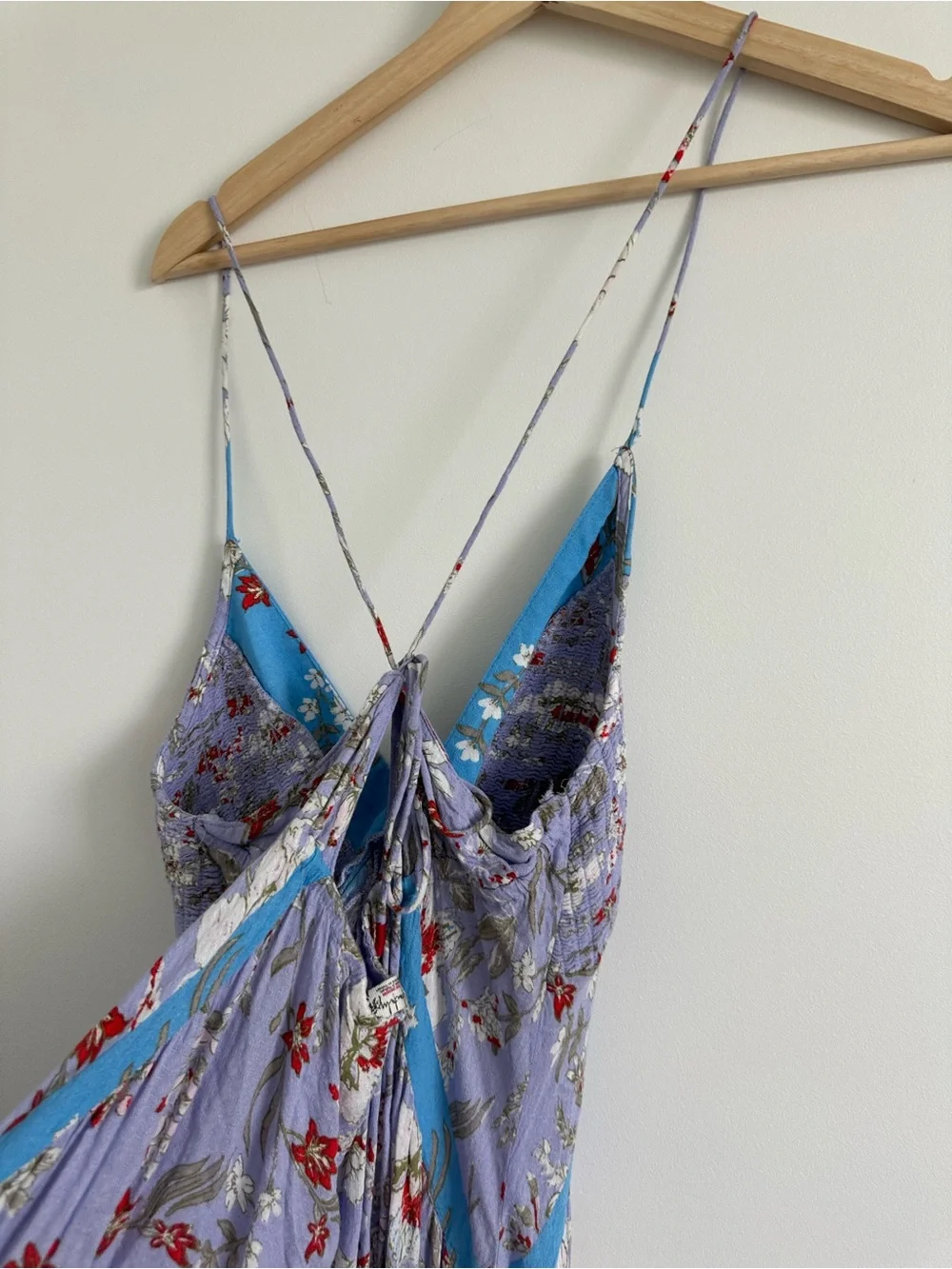 Free People Lavender Floral Slip Dress with Turquoise Trim - Picture 4 of 8